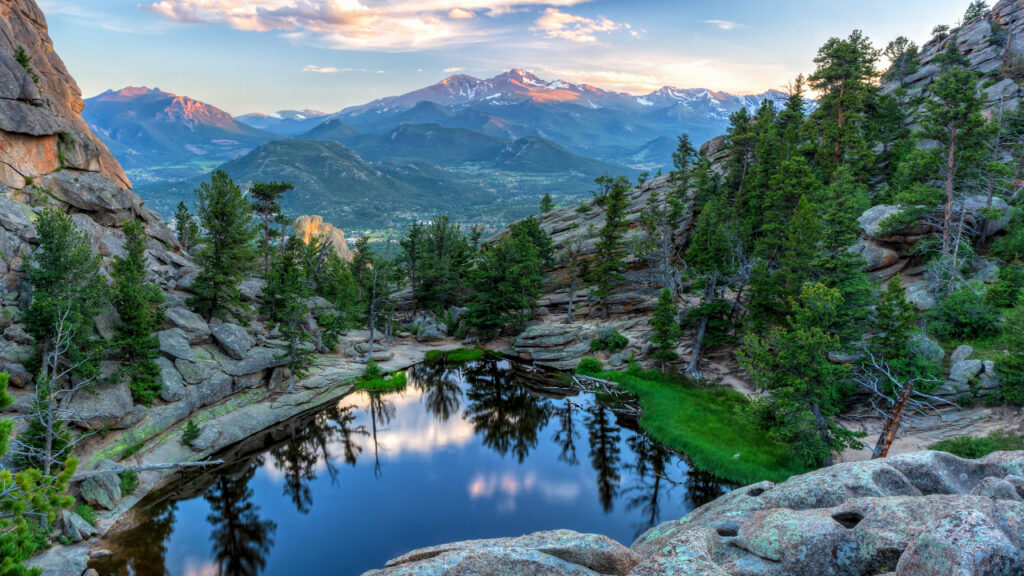 Rocky Mountain National Park alpine lake and mountain scenery