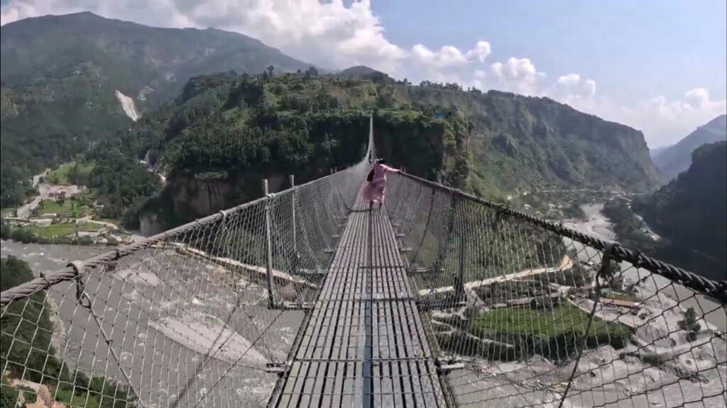 Suspension bridge over Budhi Gandaki River
