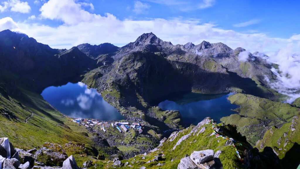 Gosaikunda Lake surrounded by mountains