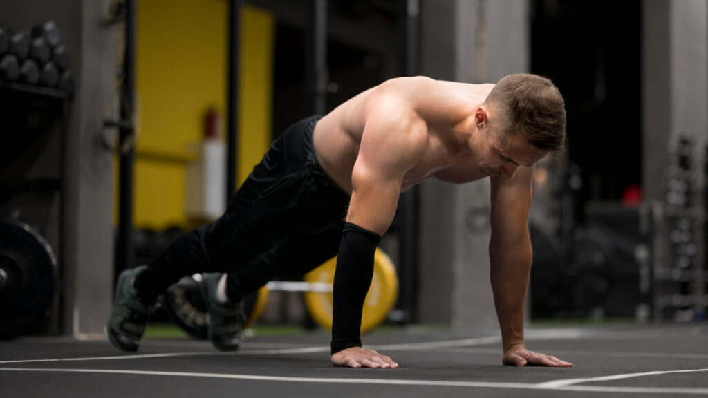 Beginner doing strength training exercises