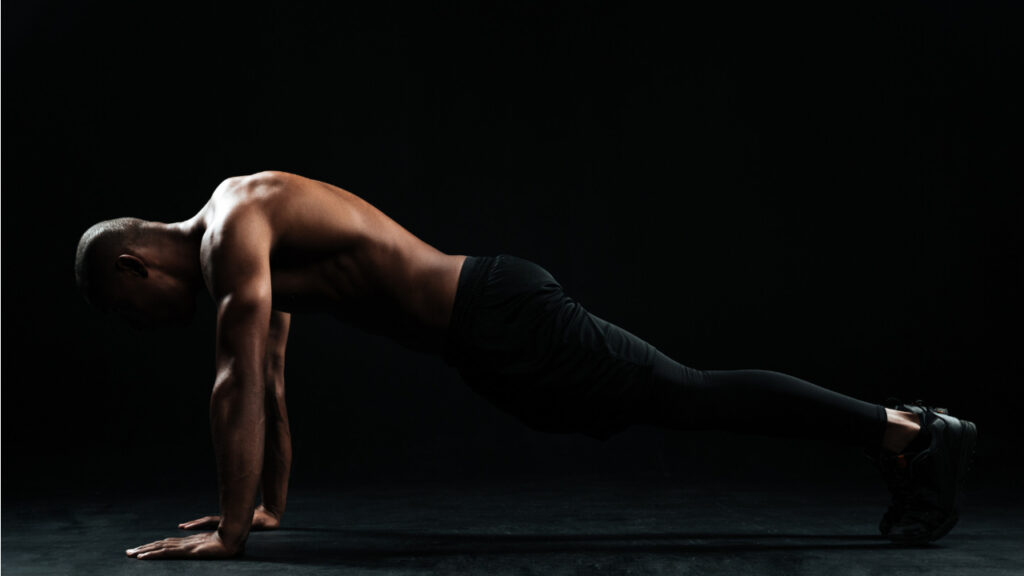 Person doing push-ups at home