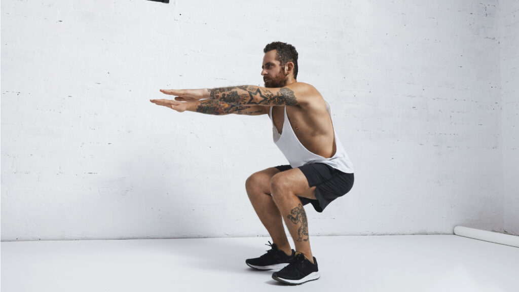 Bodyweight squat exercise demonstration